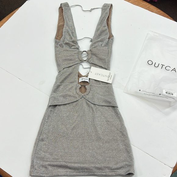 OUTCAST CASSIUS MINI DRESS SILVER NWT XS - Picture 8 of 11